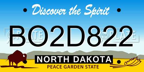 BO2D822 North Dakota License Plate