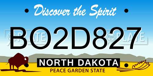 BO2D827 North Dakota License Plate