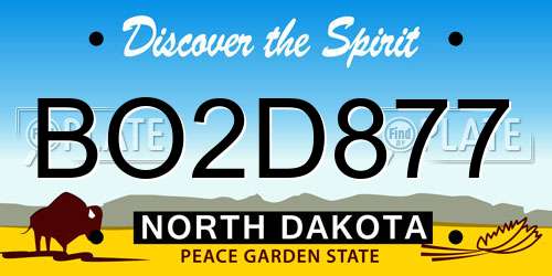 BO2D877 North Dakota License Plate