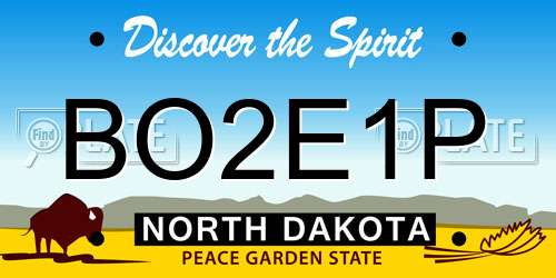 BO2E1P North Dakota License Plate