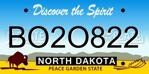 BO2O822 North Dakota License Plate