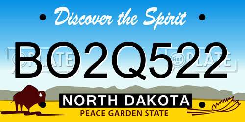 BO2Q522 North Dakota License Plate