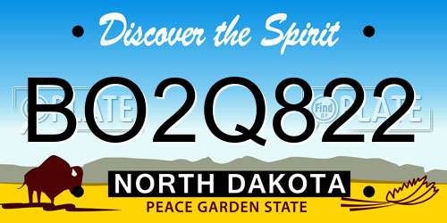 BO2Q822 North Dakota License Plate