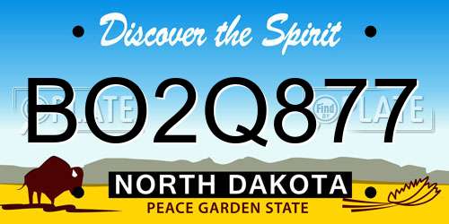 BO2Q877 North Dakota License Plate