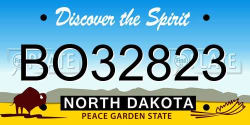 BO32823 North Dakota License Plate