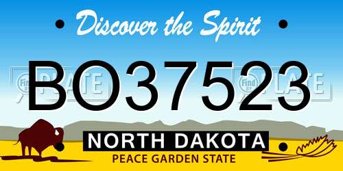 BO37523 North Dakota License Plate
