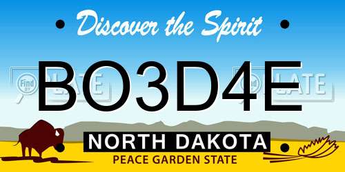 BO3D4E North Dakota License Plate