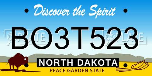 BO3T523 North Dakota License Plate