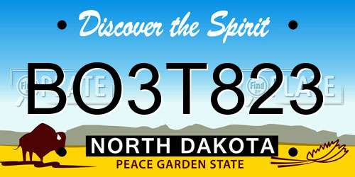 BO3T823 North Dakota License Plate