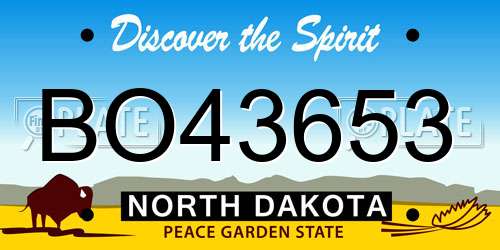BO43653 North Dakota License Plate