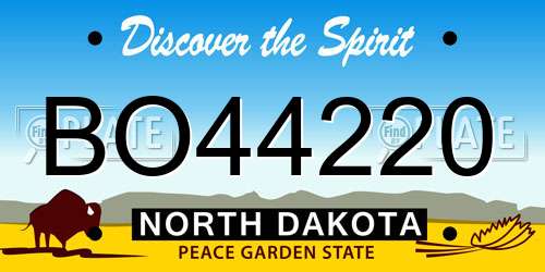 BO44220 North Dakota License Plate