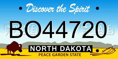 BO44720 North Dakota License Plate