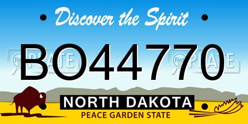 BO44770 North Dakota License Plate