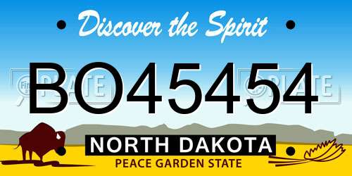 BO45454 North Dakota License Plate