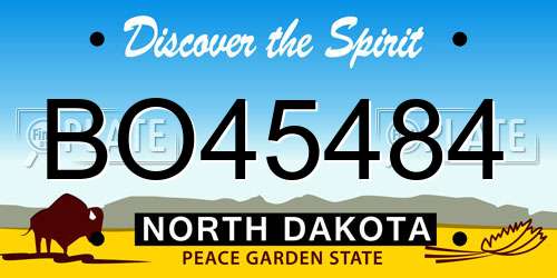 BO45484 North Dakota License Plate