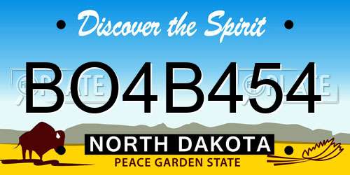 BO4B454 North Dakota License Plate