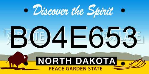 BO4E653 North Dakota License Plate