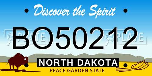 BO50212 North Dakota License Plate