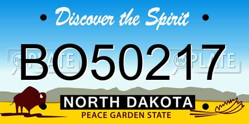 BO50217 North Dakota License Plate