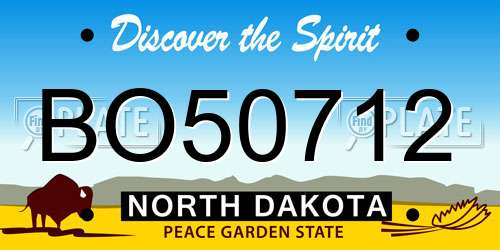BO50712 North Dakota License Plate