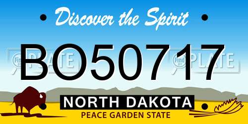 BO50717 North Dakota License Plate
