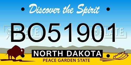 BO51901 North Dakota License Plate