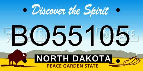 BO55105 North Dakota License Plate