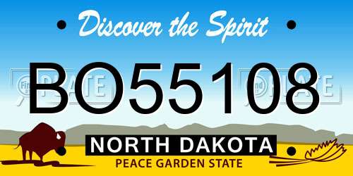 BO55108 North Dakota License Plate