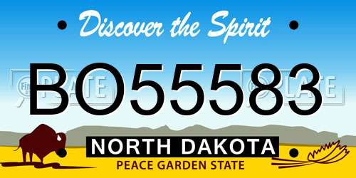 BO55583 North Dakota License Plate