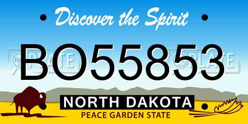 BO55853 North Dakota License Plate