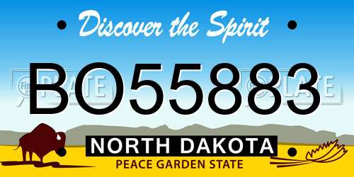 BO55883 North Dakota License Plate