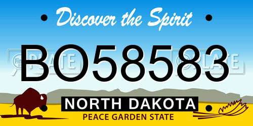 BO58583 North Dakota License Plate