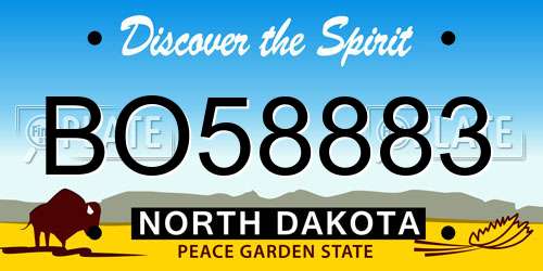 BO58883 North Dakota License Plate