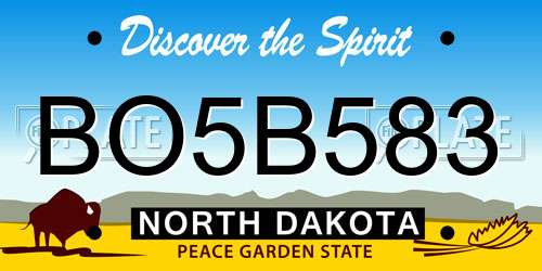 BO5B583 North Dakota License Plate