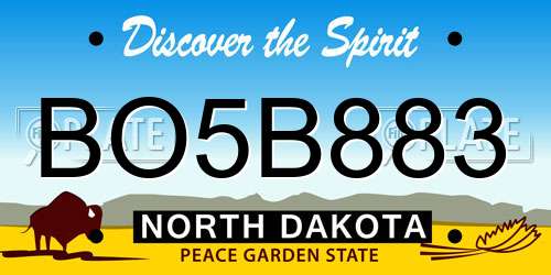 BO5B883 North Dakota License Plate