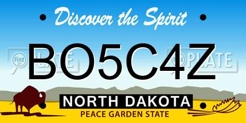 BO5C4Z North Dakota License Plate