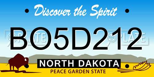 BO5D212 North Dakota License Plate