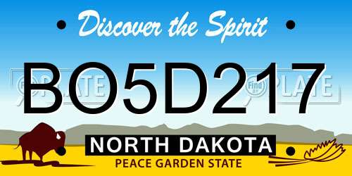 BO5D217 North Dakota License Plate