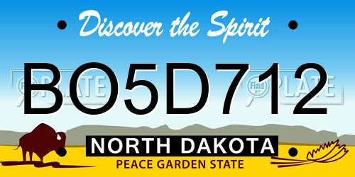 BO5D712 North Dakota License Plate