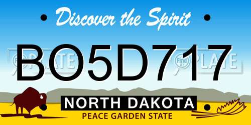 BO5D717 North Dakota License Plate