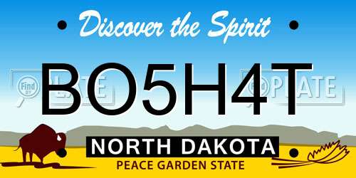 BO5H4T North Dakota License Plate