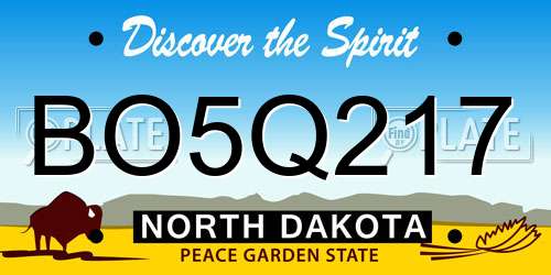 BO5Q217 North Dakota License Plate
