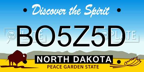BO5Z5D North Dakota License Plate
