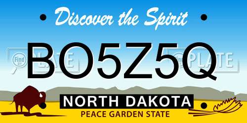 BO5Z5Q North Dakota License Plate