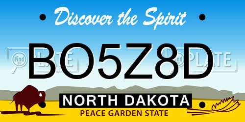 BO5Z8D North Dakota License Plate