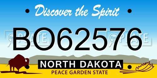 BO62576 North Dakota License Plate