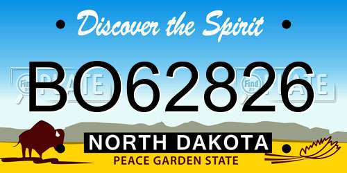 BO62826 North Dakota License Plate