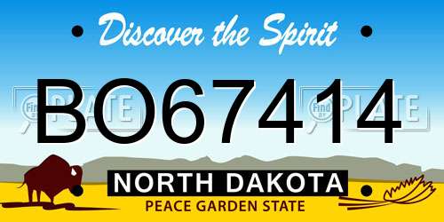 BO67414 North Dakota License Plate
