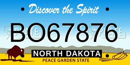 BO67876 North Dakota License Plate
