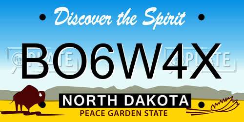 BO6W4X North Dakota License Plate